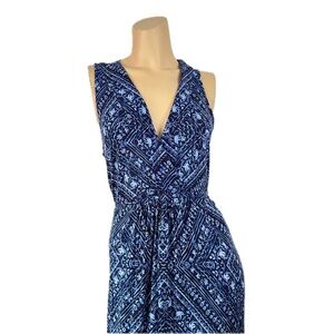 Host Pick Motherhood Maternity Blue Floral Maxi Dress Sleeveless Elastic Waist M